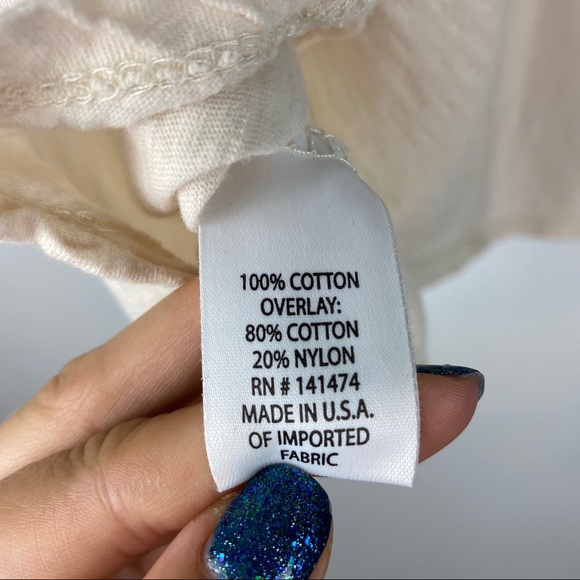 Cynthia Rowley cream crochet neckline cotton top L - Picture 7 of 9